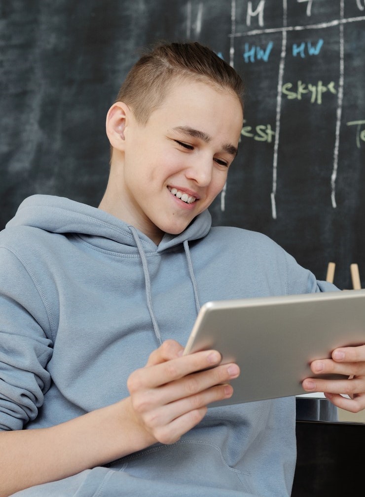 student using a tablet